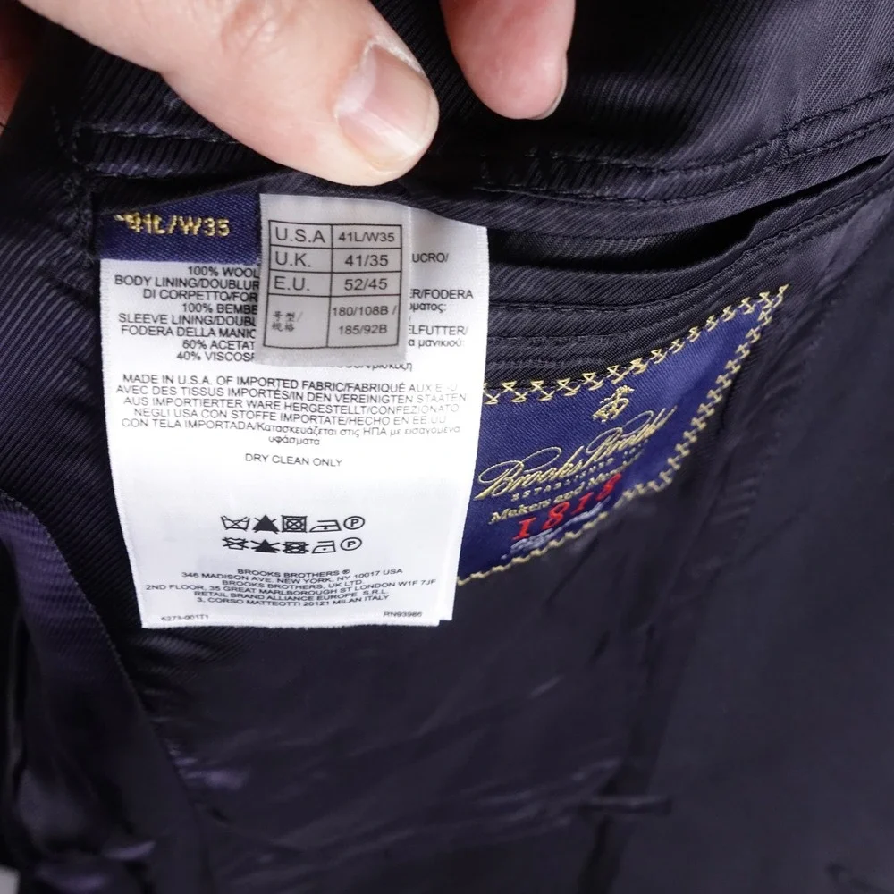 Brooks‎ Brothers 1818 Fitzgerald Blazer Navy Estrato Trabaldo Togna 41L Mens